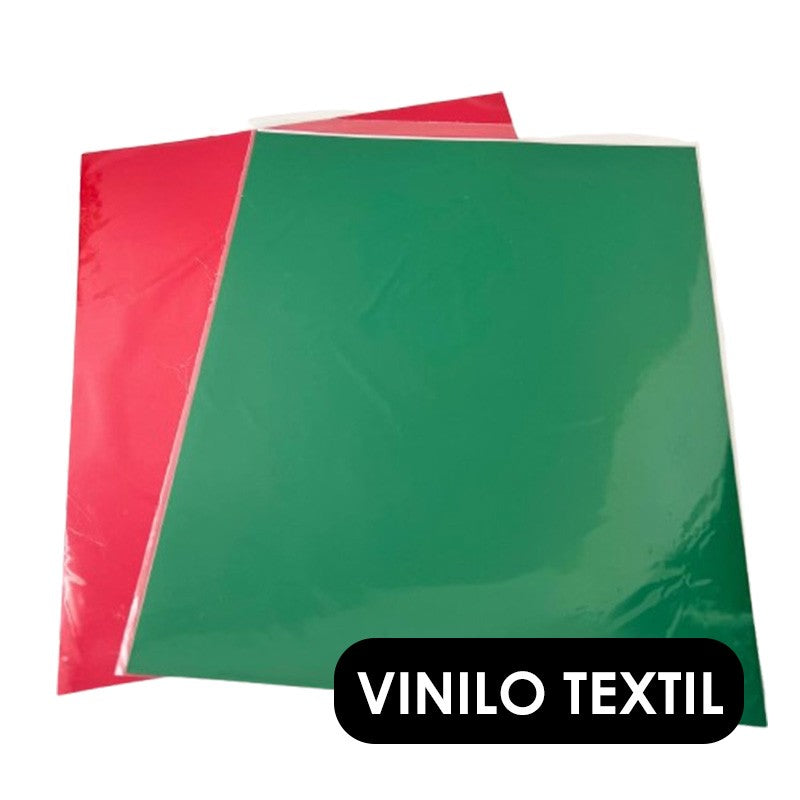 VINILO TEXTIL ROJO Y VERDE 25cm X 30,5cm (2 PCS)