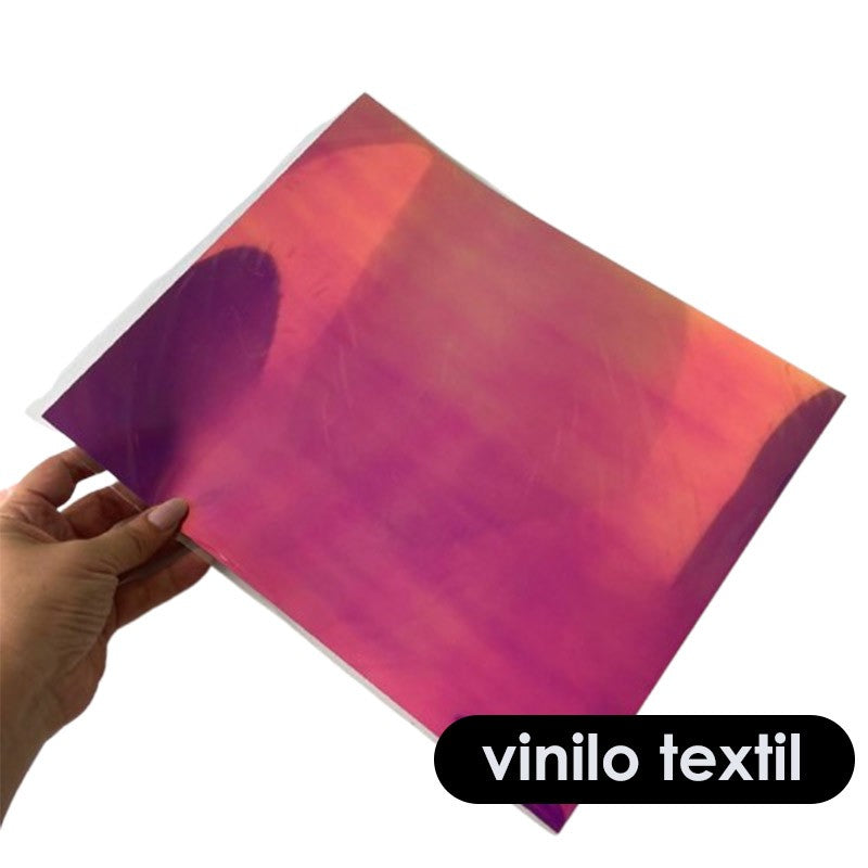 VINILO TEXTIL ROSA HOLOGRAFICO 25cm X 30,5cm (1 PC)