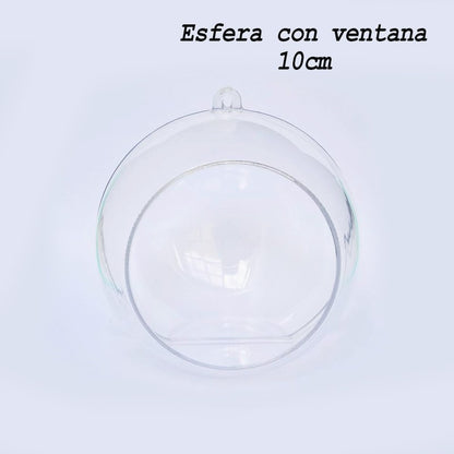 ESFERA VENTANA TRANSPARENTE PARA DECORAR 10CM DE DIAMETRO