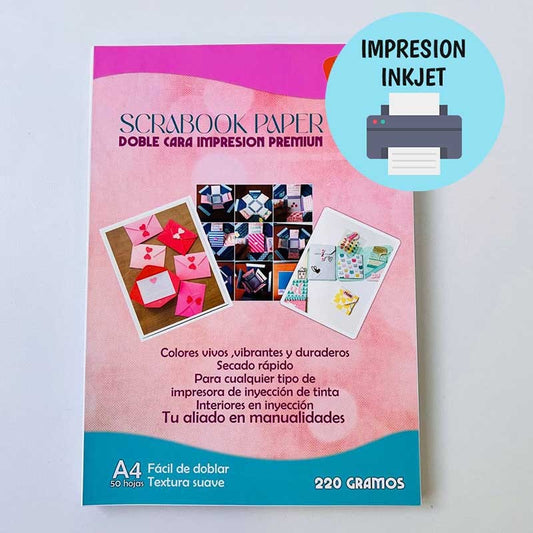 SET DE PAPELES SCRAPBOOK DOBLE CARA PARA IMPRESION A4  (50 HOJAS)