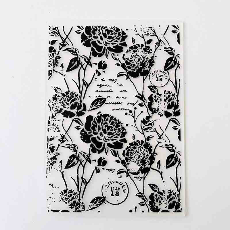 FOLDER DE EMBOSSING ROSA Y TEXTO VINTAGE 12,5cm x 18cm