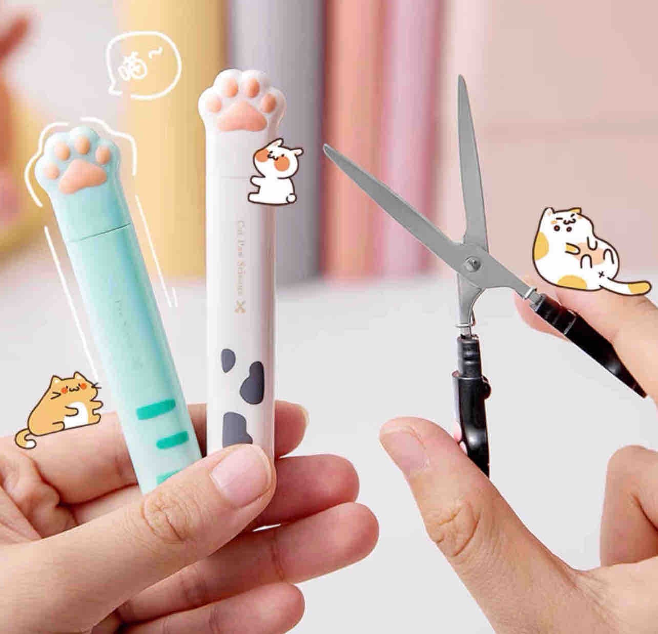 MINI TIJERAS HUELLITA DE GATO BEIGE