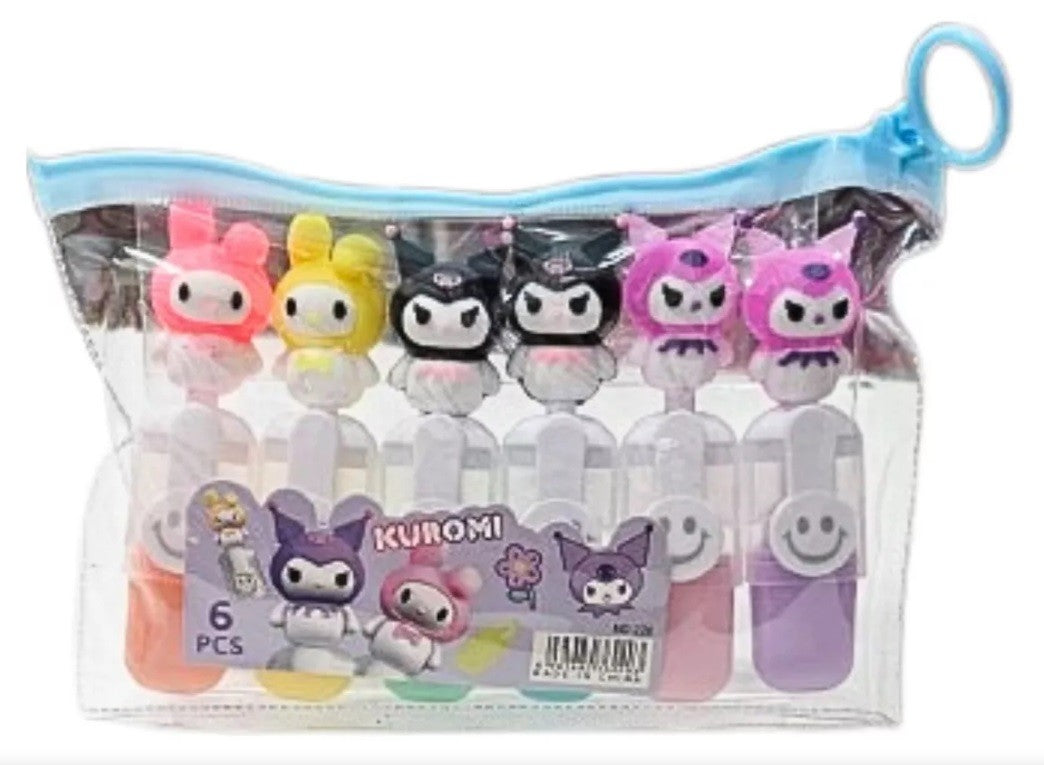 SET DE 6 RESALTADORES KUROMI