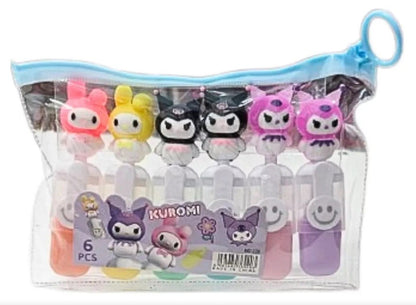 SET DE 6 RESALTADORES KUROMI