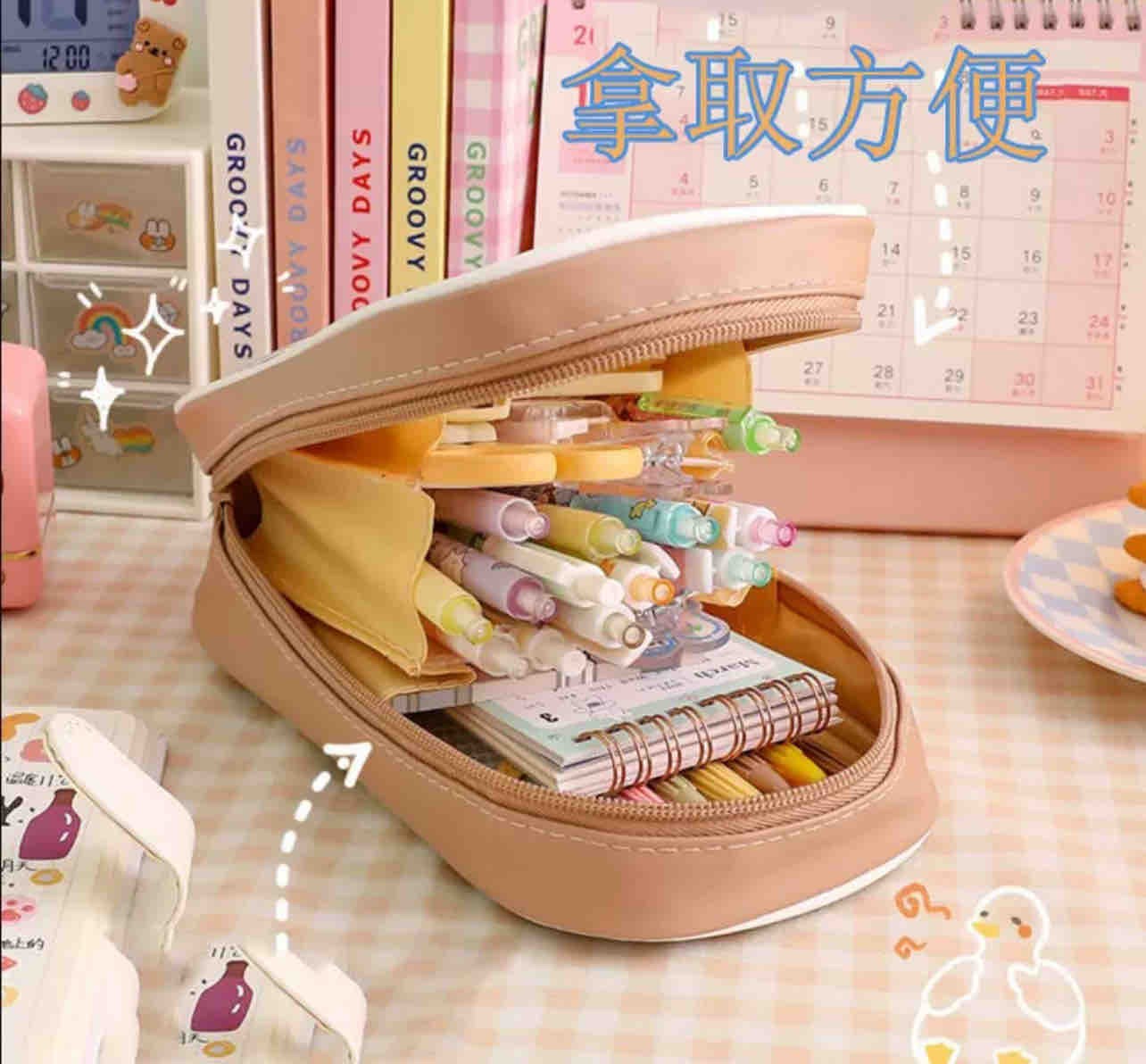 CARTUCHERA MALLA TRANSPARENTE CAFE