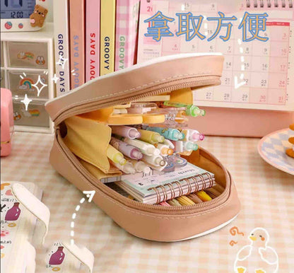 CARTUCHERA MALLA TRANSPARENTE CAFE