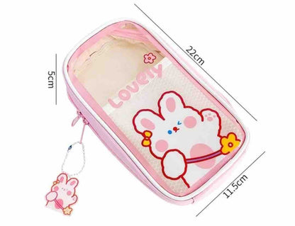 CARTUCHERA MALLA TRANSPARENTE ROSA