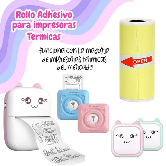 ROLLO DE PAPEL TERMICO ADHESIVO AMARILLO 57MM