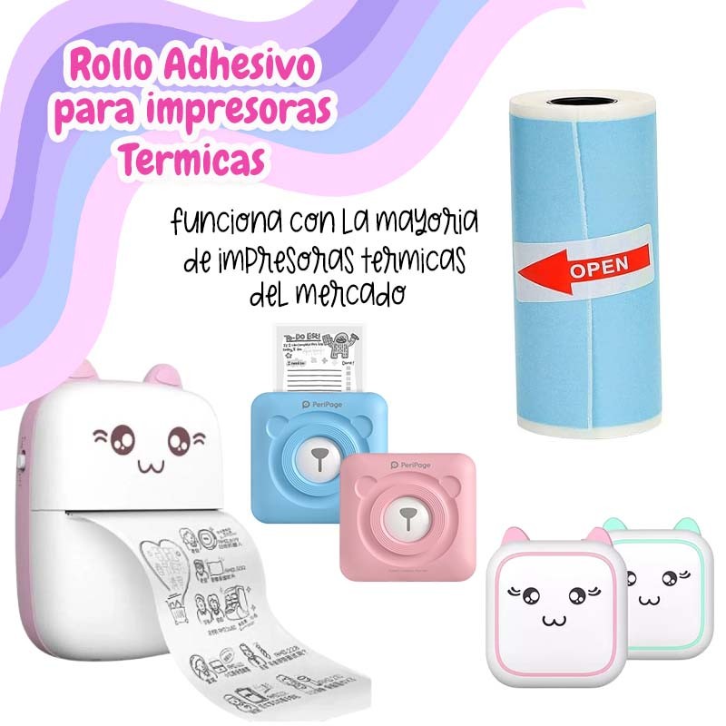 ROLLO DE PAPEL TERMICO ADHESIVO AZUL 57MM