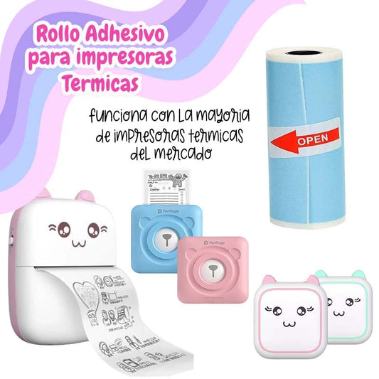 ROLLO DE PAPEL TERMICO ADHESIVO AZUL 57MM