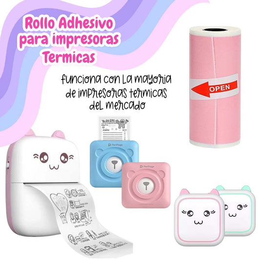 ROLLO DE PAPEL TERMICO ADHESIVO ROSADO 57MM