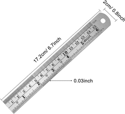 REGLA DE ACERO INOXIDABLE DOBLE ESCALA 15 cm (6 inch)
