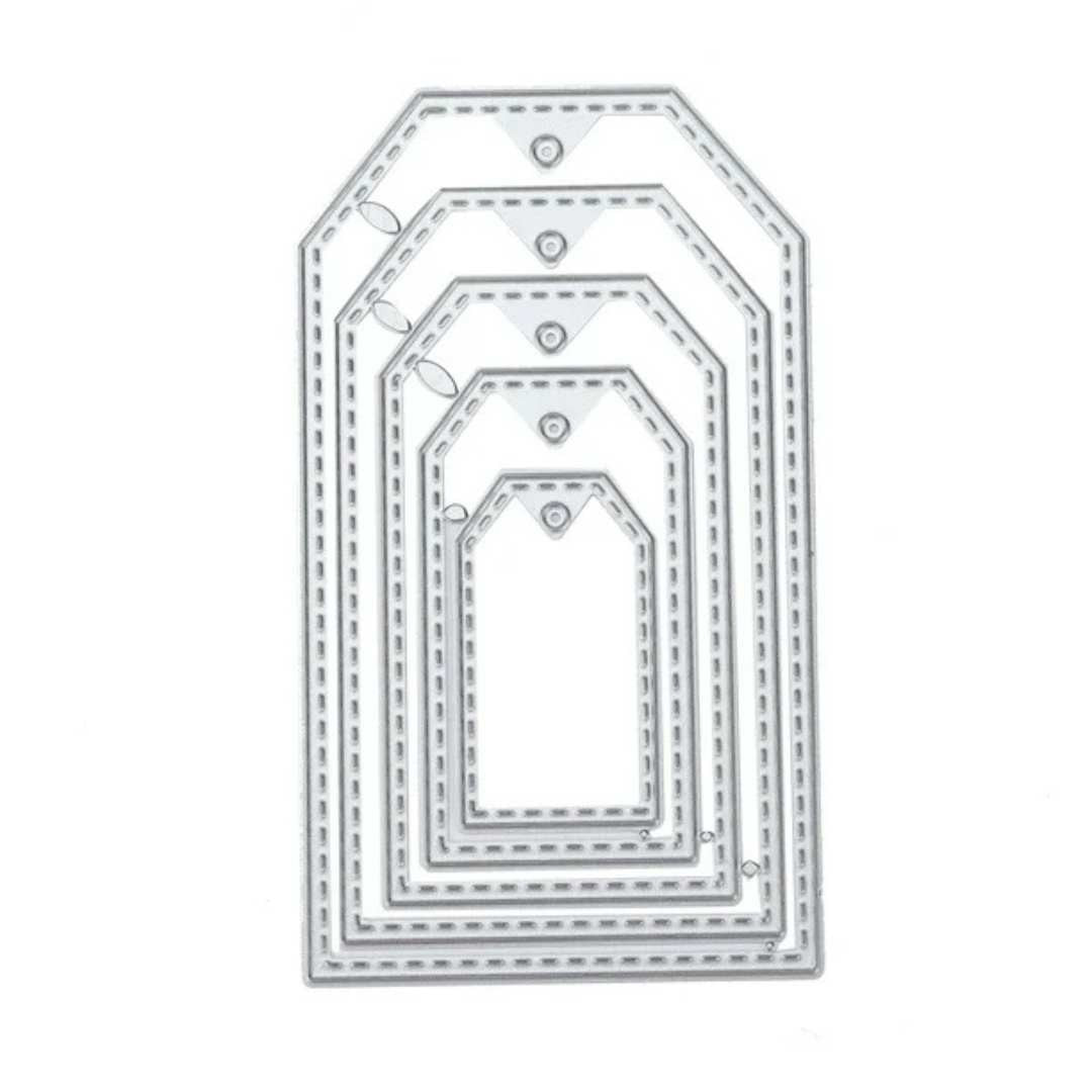 TROQUEL ETIQUETAS RECTAS CON PUNTADAS (5PCS)