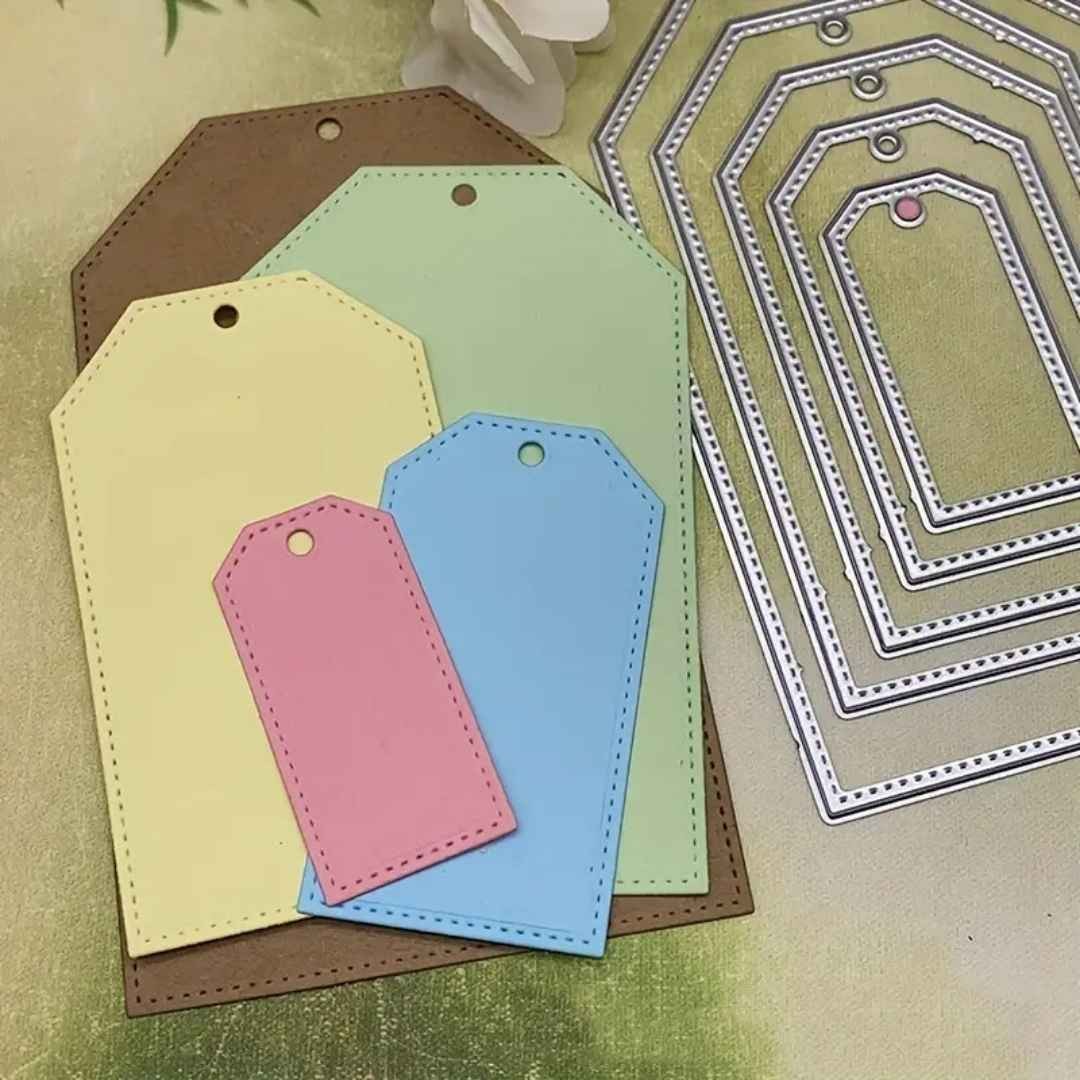 TROQUEL ETIQUETAS RECTAS CON PUNTADAS (5PCS)