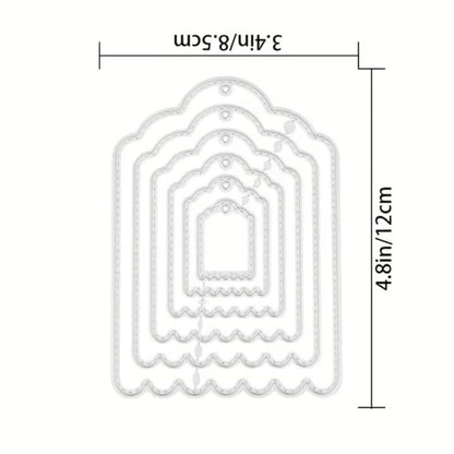 TROQUEL ETIQUETAS FESTONEADA CON PUNTADAS (6PCS)