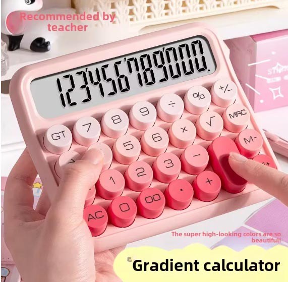 CALCULADORA ROSA GRANDE DE 10 DIGITOS