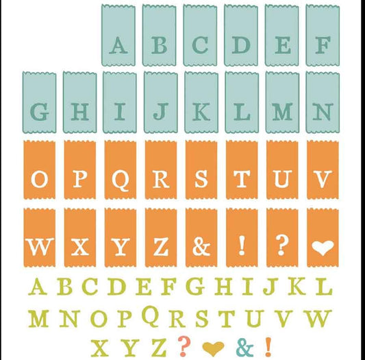 SELLOS Y TROQUELES MINI ALFABETO SIZZIX (70 PCS)