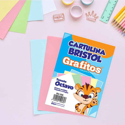 CARTULINA BRISTOL GRAFITOS TAMAÑO 1/8 ( 8 HOJAS)
