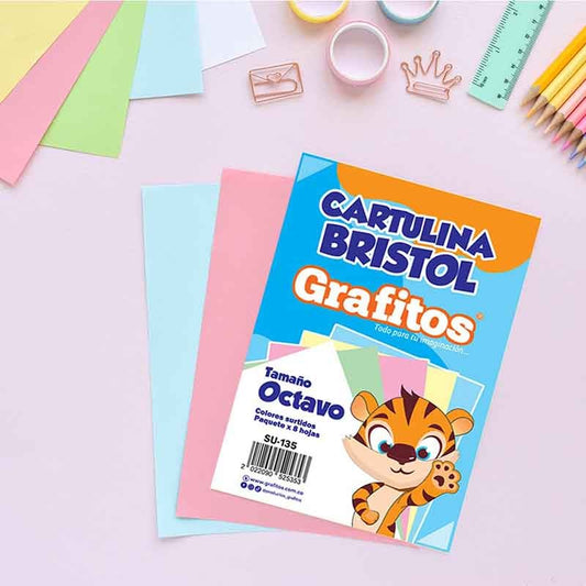 CARTULINA BRISTOL GRAFITOS TAMAÑO 1/8 ( 8 HOJAS)