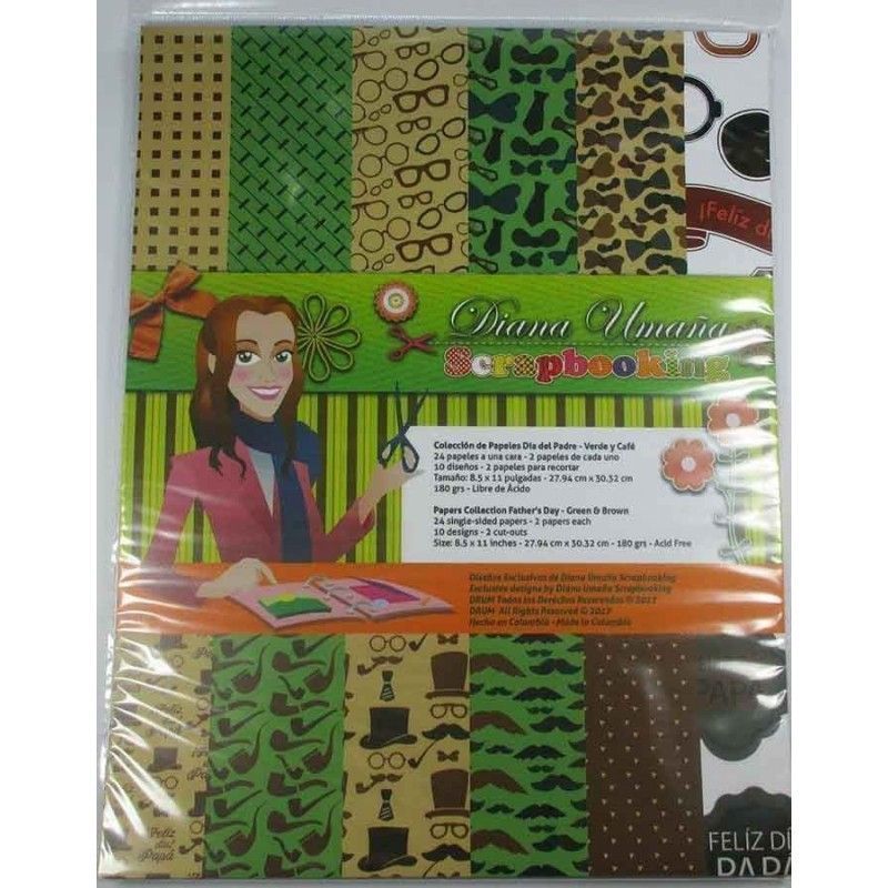 PAPELES DIA DEL PADRE VERDE Y CAFÉ 21cm x 27cm