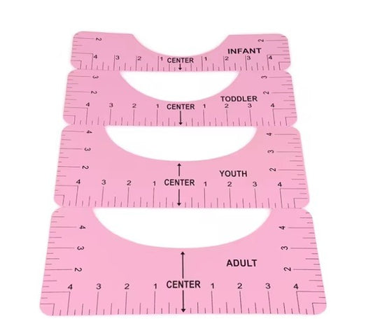 SET DE 4 REGLAS GUIA PARA ESTAMPAR CAMISETAS ROSA