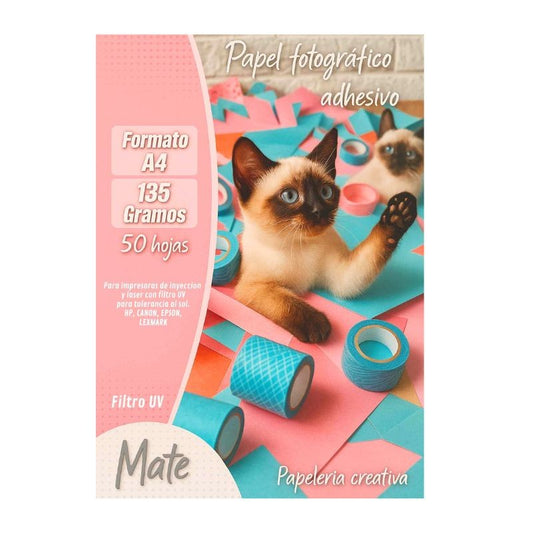 PAPEL FOTOGRAFICO ADHESIVO MATE 135gs ( 50 HOJAS)