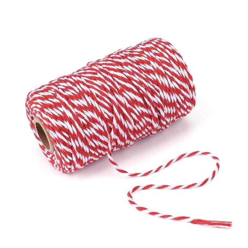 CUERDA TWINE BLANCO Y ROJO- ROLLO DE HILO 100 METROS