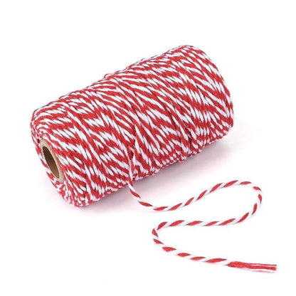 CUERDA TWINE BLANCO Y ROJO- ROLLO DE HILO 100 METROS