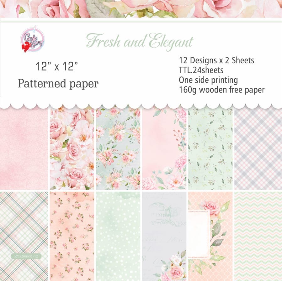 SET DE PAPELES FRESH AND ELEGANT DE 30.5 X 30.5 CM (24 HOJAS)