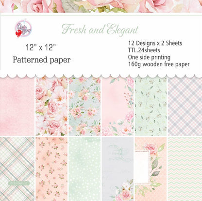 SET DE PAPELES FRESH AND ELEGANT DE 30.5 X 30.5 CM (24 HOJAS)