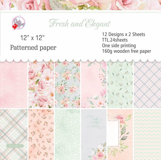 SET DE PAPELES FRESH AND ELEGANT DE 30.5 X 30.5 CM (24 HOJAS)