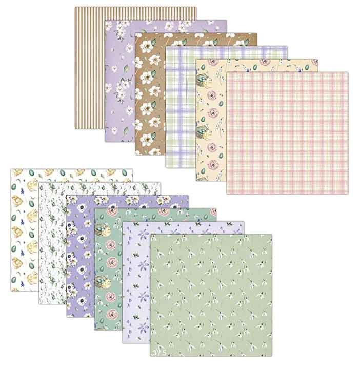 SET DE PAPELES IN FULL BLOOM DE 30.5 X 30.5 CM (24 HOJAS)