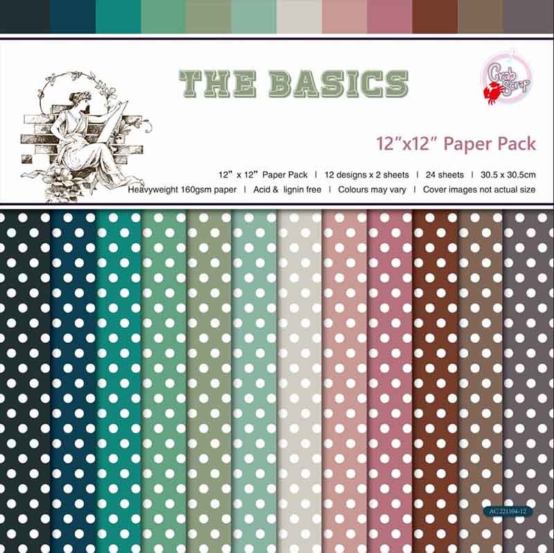 SET DE PAPELES THE BASICS DE 30.5 X 30.5 CM (24 HOJAS)