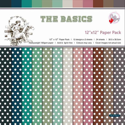 SET DE PAPELES THE BASICS DE 30.5 X 30.5 CM (24 HOJAS)
