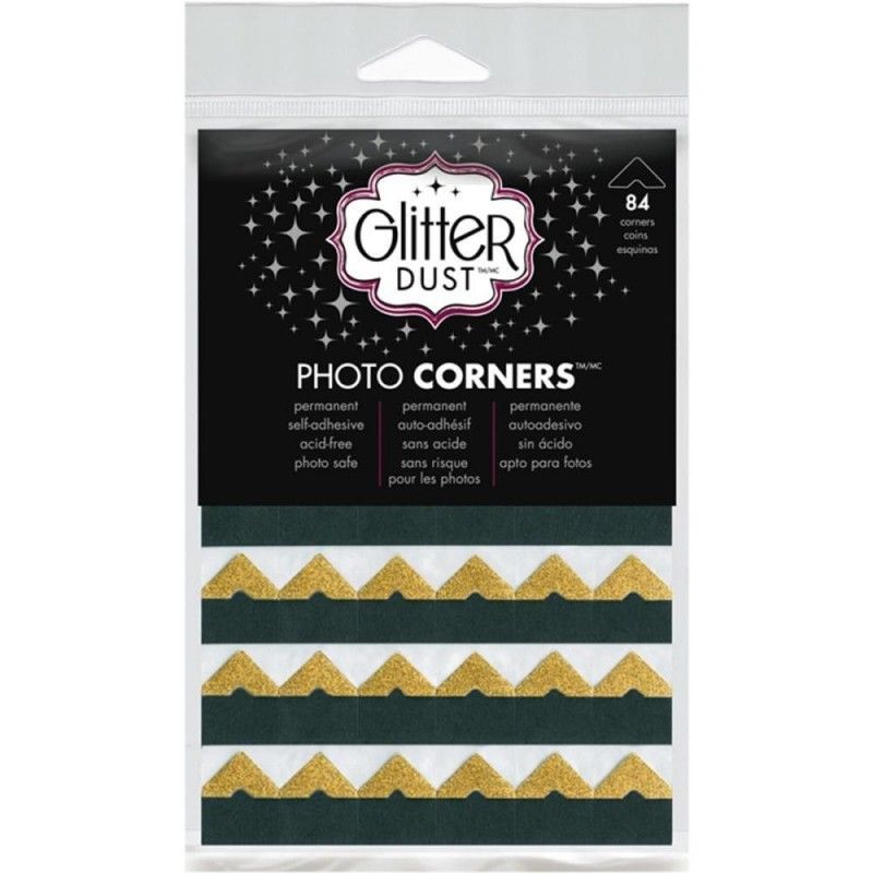 ESQUINAS PARA FOTOS GLITTER DORADO (84 PCS)