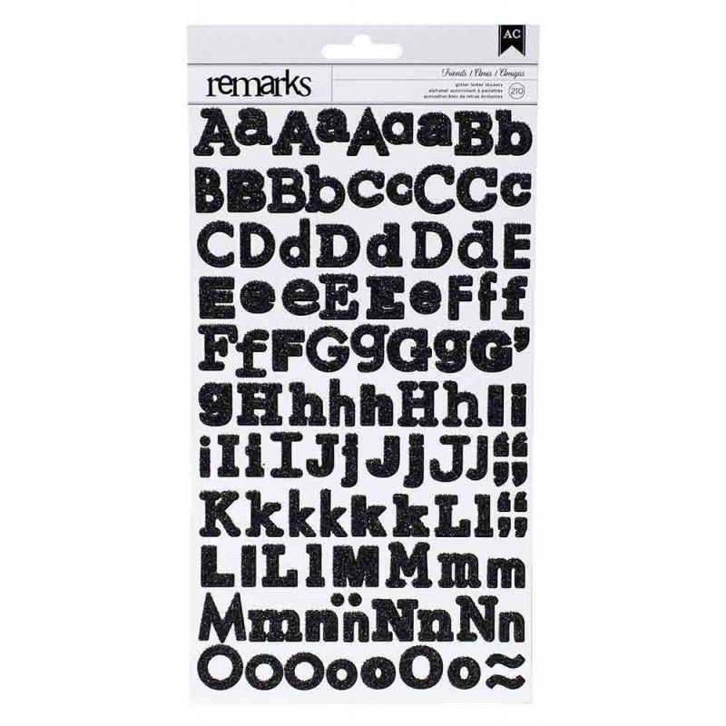 STICKERS ABECEDARIO NEGRO CON GLITTER (215 PCS)