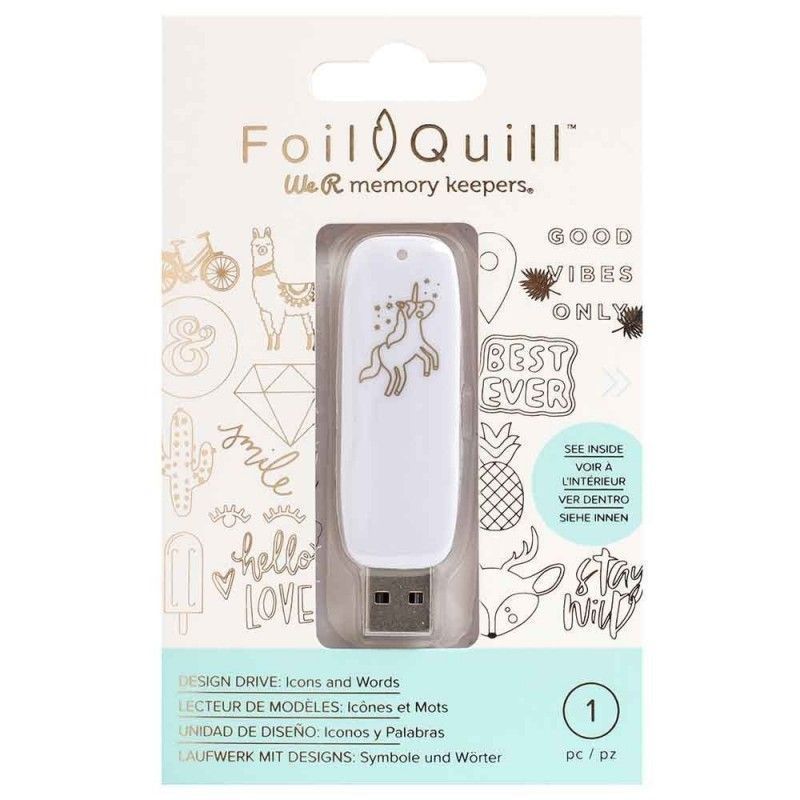 MEMORIA USB CON DISEÑOS PARA FOIL QUILL DE ICONOS Y PALABRAS