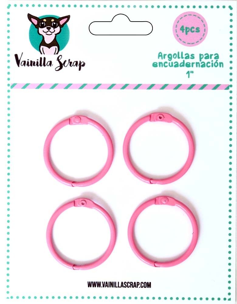 ARGOLLAS ABATIBLES PARA ENCUADERNAR ROSA 1” (4 PCS)