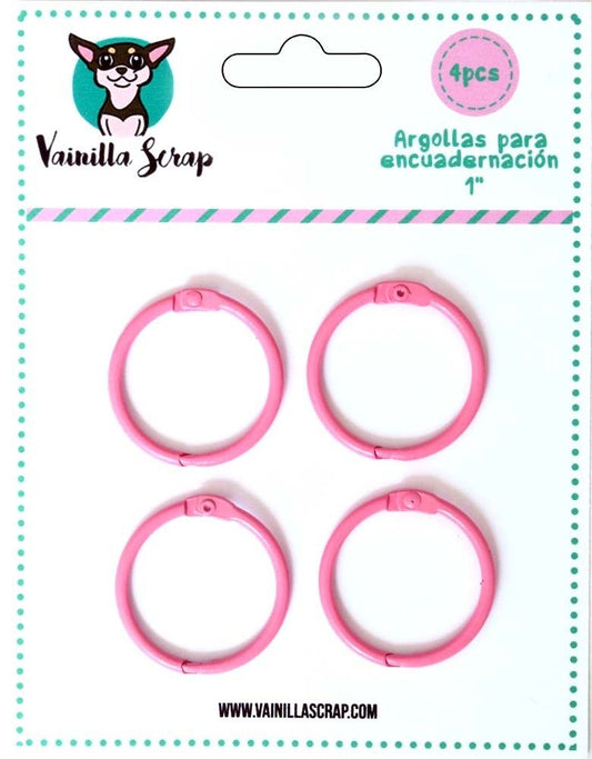 ARGOLLAS ABATIBLES PARA ENCUADERNAR ROSA 1” (4 PCS)