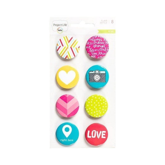 CHAPAS ADHESIVAS KIWI PROJECT LIFE (8 PCS)