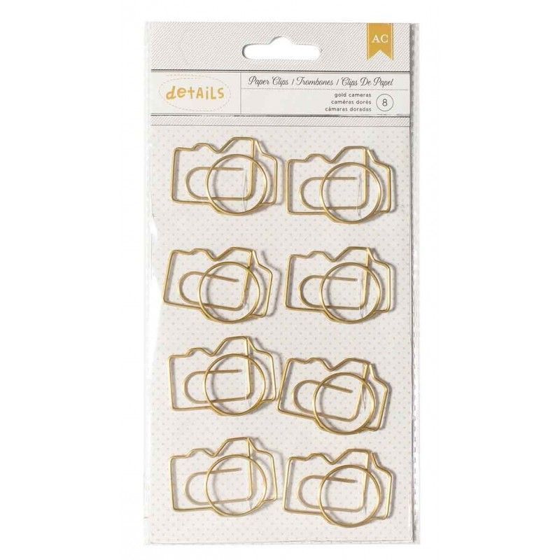 CLIPS DE PAPEL DORADOS CAMARA JUMBO