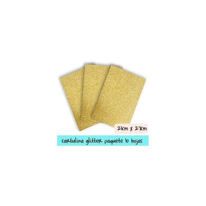 CARTULINA GLITTER DORADA 21cm x 27cm 250 gr (10 PCS)