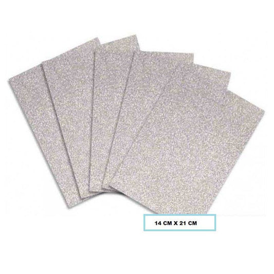 CARTULINA GLITTER PLATA 14cm x 21cm 250 gr (10 PCS)