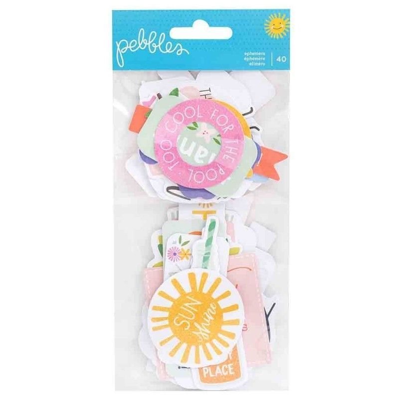 DIE CUTS CON FRASES SUMMER TIME PEBBLES (40 PCS)