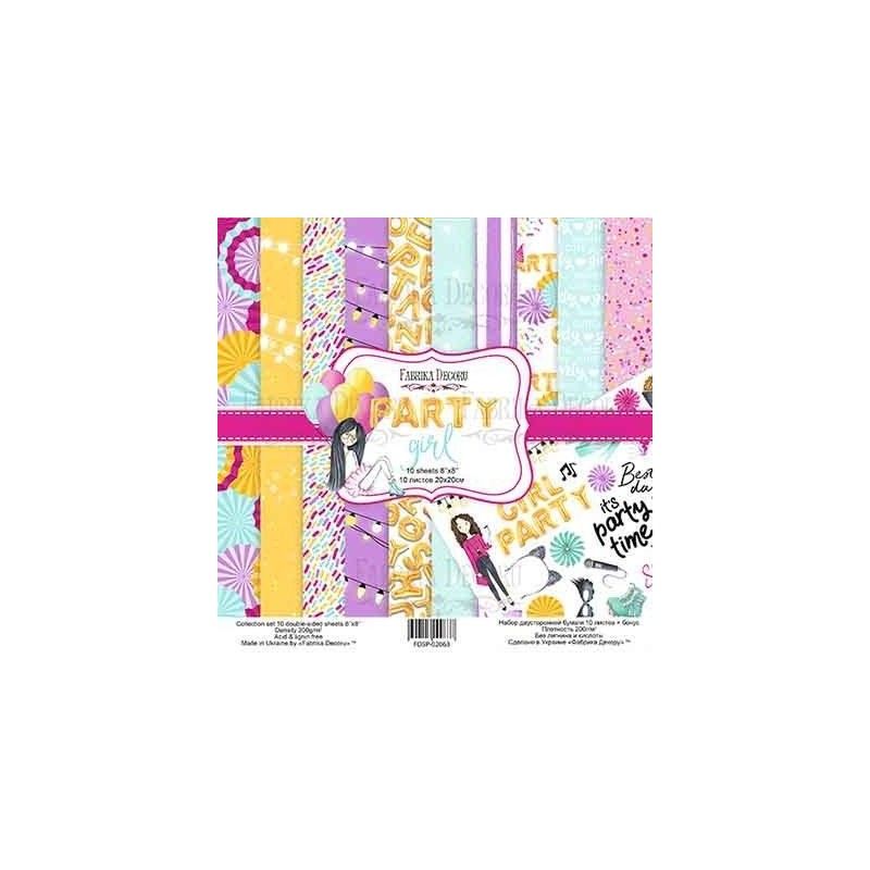 SET DE PAPELES PARTY GIRL 30.5 X 30.5 CM (DOBLE CARA)