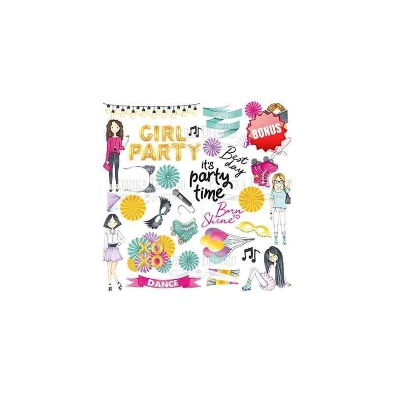 SET DE PAPELES PARTY GIRL 20 X 20 CM (DOBLE CARA)