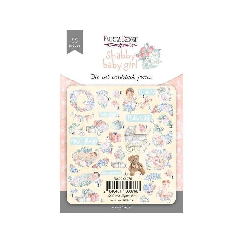 DIE CUTS "SHABBY BABY GIRL" 55 PCS