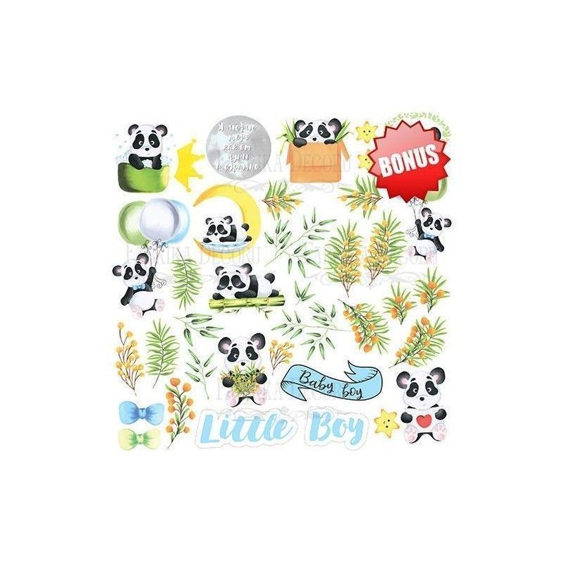 SET DE PAPELES MY LITTLE PANDA BOY (DOBLE CARA) 20 X 20 CM