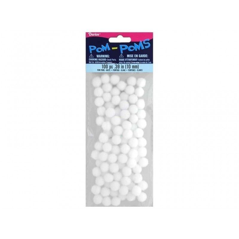 POMPONES BLANCOS DARICE 1CM (100 PCS)