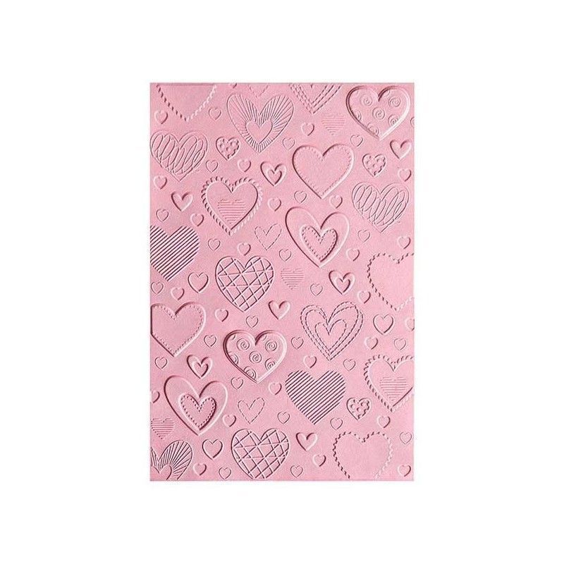 FOLDER DE EMBOSSING TEXTURE FADES 3D  CORAZONES BY COURTNEY CHILSON